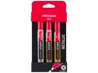 Amsterdam Acrylmarker-Set Metallic 3 Farben halbdeckend rund matt 4 mm / 3 Stk.