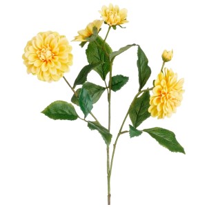 Fiore artificiale di dalia giallo (67 cm) in polietilene, ideale per decorazioni interne.