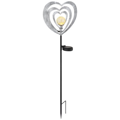 Globo LED Solarspies Herz Metall Silbergrau 82 cm