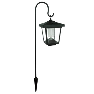 Lanterne solaire LED en plastique noir, 74 cm de haut, pour un éclairage d'ambiance dans le jardin.