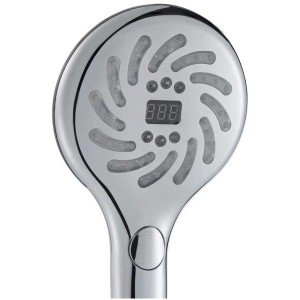 Pommeau de douche LED Diaqua® Keid chromé avec affichage de la température et 3 jets.