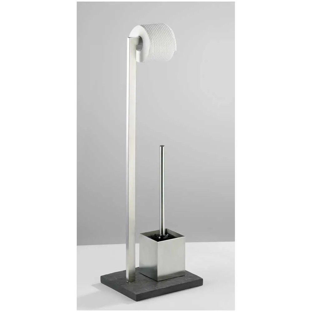 Wenko Stand-WC-Garnitur Slate Rock Edelstahl Grau (HxBxT) 73,5 x 23 x ...