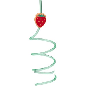 Paille pour gobelet avec motif fraise, plastique, 600ml.