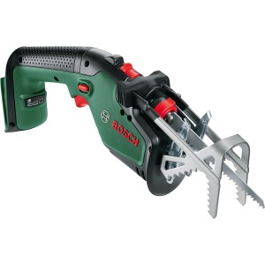 Troncarami a batteria Bosch Keo 18 Solo, potatore con staffa di supporto per rami fino a 80 mm di diametro.