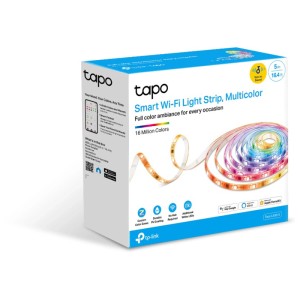 Confezione della striscia LED Tapo L930-5 RGBICW 5m con striscia LED multicolore.