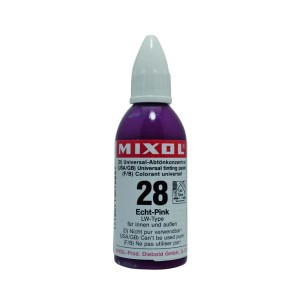 Mixol Abtönfarbe Nr. 28 Echtpink, 20g Flasche. Konzentrat zum Mischen mit Farben.