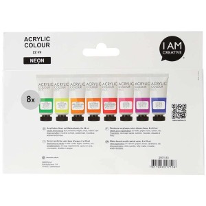 I Am Creative colori acrilici neon, set da 8 tubi da 22ml.