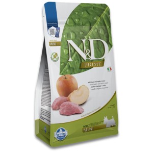 N&D Prime Wild Boar & Apple Adult Mini cibo per cani, confezione da 800g.