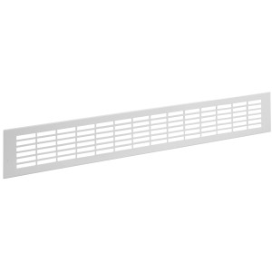 Grille d'aération blanche Marley 500x80 mm avec perforations rectangulaires pour une ventilation optimale.