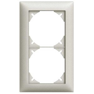 Feller EdizioDue cornice di copertura, doppia, grigio chiaro, per interruttori e prese.