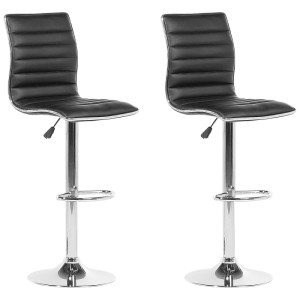 Lot de 2 tabourets de bar Lucerne en similicuir noir, hauteur réglable.