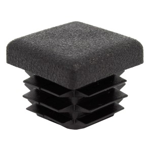 Bouchon noir pour tubes carrés, Ø 20 mm, avec lamelles.