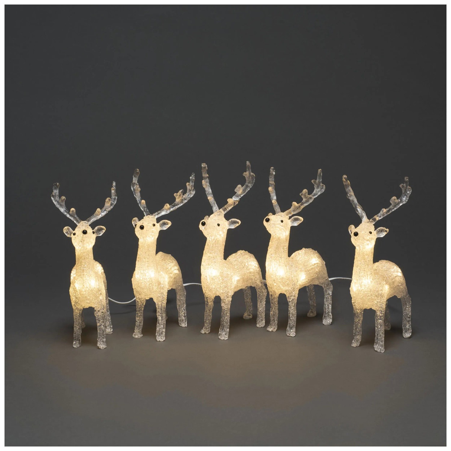 LED-Acryl-Rentier ‚Icy Deer‘ – 50 Warmweiße LEDs, Ca. 30x21 Cm, Mit Timer, Batteriebetrieben