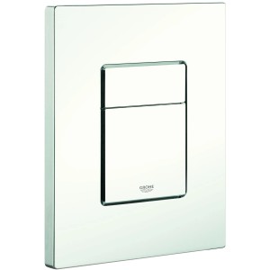 Placca di comando WC Grohe QuickFix Even in Alpin White con due pulsanti.