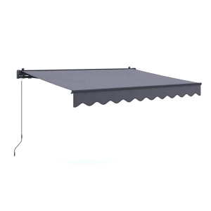 Tenda da sole a braccio Aventura 3x2m antracite con volant per terrazza e balcone.