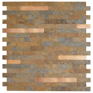 D-c-fix Wandfliese Premium Slate, selbstklebend, Kupfer-Braun, Fliesenoptik für die Wanddekoration.