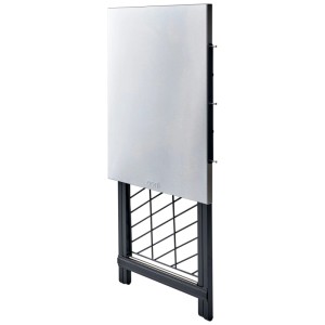 Tavolo pieghevole Ooni piegato in acciaio inox e acciaio al carbonio, ideale per forni per pizza.
