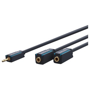 Câble adaptateur audio en Y Clicktronic, jack vers 2 prises jack, 10 cm, pour répartiteur audio.