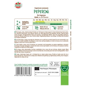 Sachet de graines de piment de Cayenne Sperli pour env. 50 plantes.