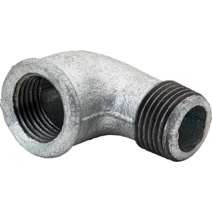 Raccordo a gomito in ghisa malleabile, angolo di 90 gradi, per tubi dell'acqua, 18,6 mm x 21 mm.
