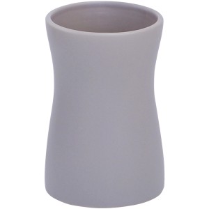 Portaspazzolino Palma in ceramica grigio-marrone per il bagno.