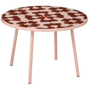 Table d'appoint rose Bologna de Mica Decorations avec motif floral, Ø 58 cm.