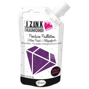 Aladine Diamond 24 Carats Lila Glitzerfarbe (80ml) in Quetschflasche. Ideal für Malzubehör und kreative Projekte.