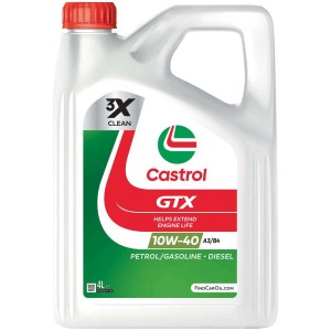 Huile moteur Castrol GTX 10W-40 en bidon de 4L. Huile pour la propreté du moteur et une durée de vie prolongée.