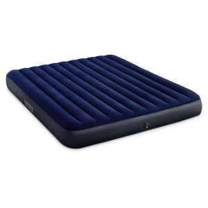 Matelas gonflable bleu Intex Classic Downy, structure Dura-Beam, idéal pour le camping et les invités.