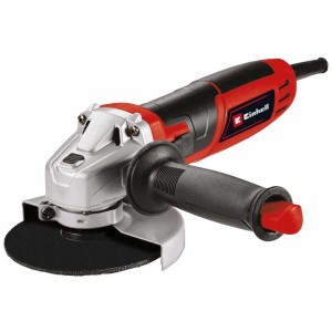 Meuleuse d'angle Einhell TC-AG 125/850 : Meuleuse d'angle rouge avec poignée supplémentaire et disque à meuler.