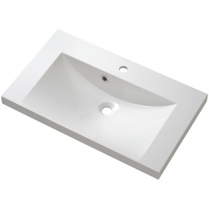 Vasque simple Pelipal en marbre minéral blanc, 74x45 cm.