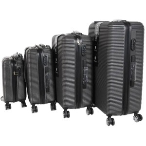 Graues 4-tlg. Darwin Hartschalenkoffer-Set mit Rollen. Robuste Trolleys in verschiedenen Größen für Reise & Transport.