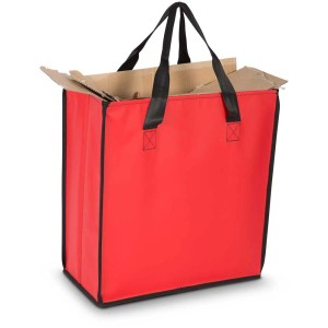 Borsa multiuso rossa Müllex Heavy Bag, 50 l, con manici neri. Ideale per la spesa e altro.