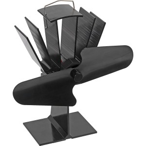 Ventilateur de poêle FIREFIX à 2 pales noir pour une meilleure répartition de la chaleur.