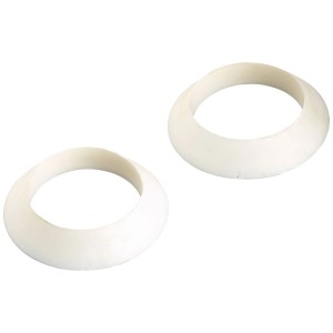 Deux joints cunéiques blancs 1 1/4 en caoutchouc pour siphons de salle de bain, cuisine ou WC.