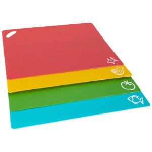Nouvel Schneidebretter, 4er-Set, flexibel, mehrfarbig (rot, gelb, grün, blau) aus Polypropylen.