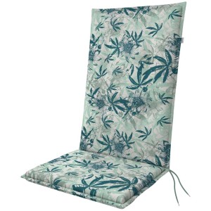 Coussin de chaise de jardin haut dossier vert menthe à motif floral, 48x119 cm.