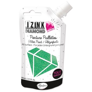 Aladine Diamond 24 Carats Verde Pastello, 80ml pittura glitter in flacone.
