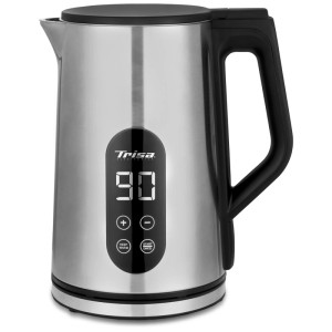 Bollitore Trisa Digital Boil in acciaio inox con display digitale e manico nero.