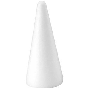 Weißer Styropor-Kegel, 12 cm hoch, ideal zum Basteln und Dekorieren.