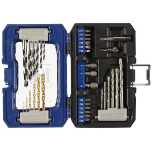 Set di punte e inserti LUX, 36 pezzi, con punte per legno, pietra, metallo e inserti in scatola.