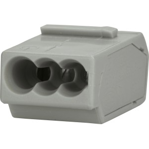 Morsetto per scatola di derivazione grigio a 3 poli per conduttori rigidi da 0,5-2,5 mm, confezione da 100.