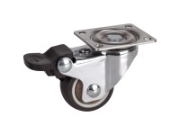 Doerner + Helmer Möbel-Lenkrolle mit Bremse TPE Braun-Grau verchromt Ø 3,8 cm