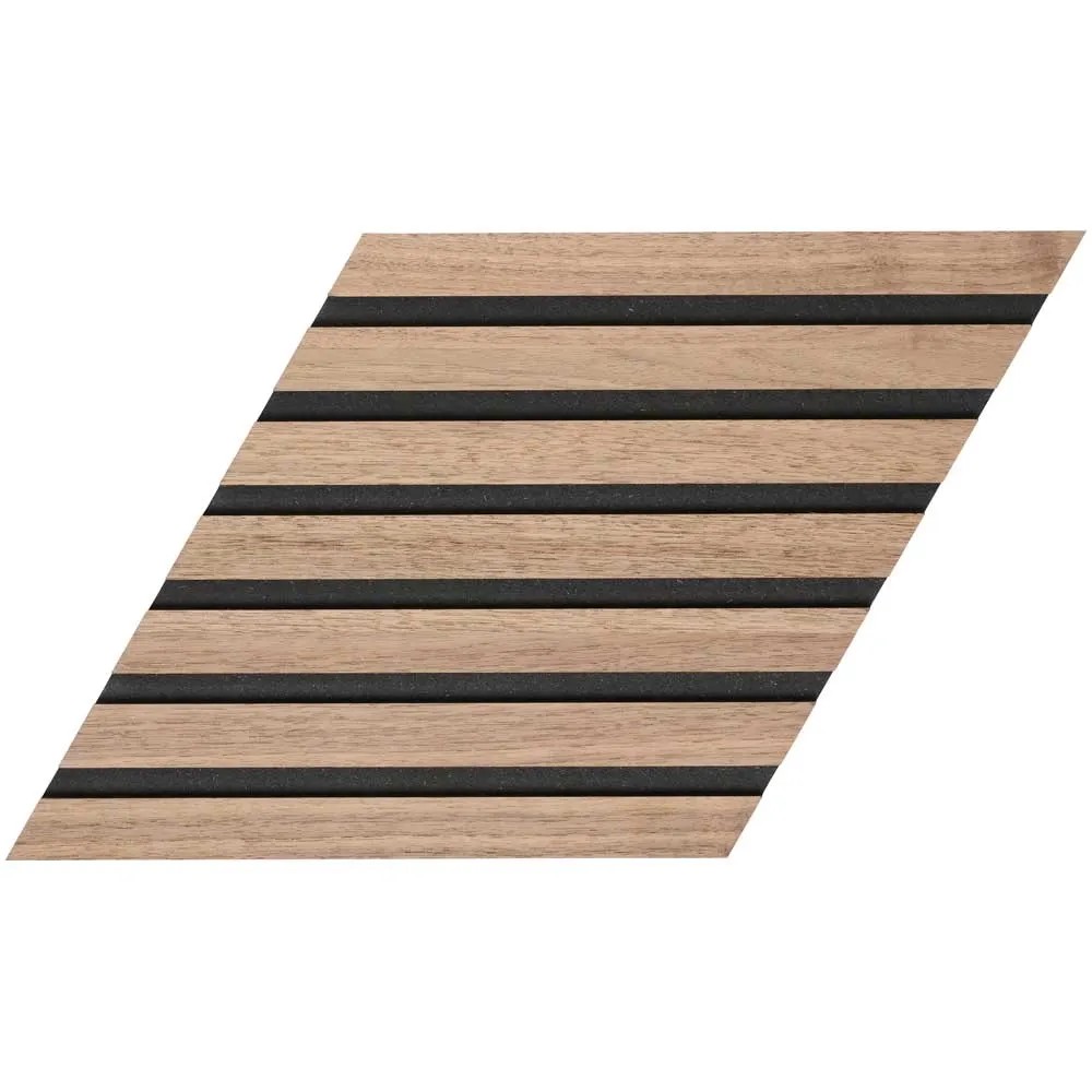 Denpanels Panneaux design Losange noyer Slat MDF Noir 3 pcs