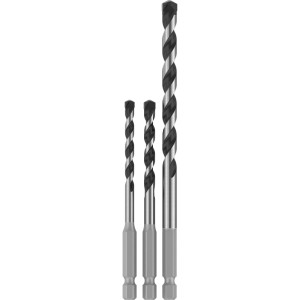 Set di punte Bosch Pro Hex-5, 3 pezzi, punte per muro color argento con codolo esagonale.