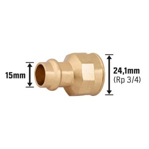 Raccordo di transizione in bronzo rosso, 15 mm x 24,1 mm (Rp 3/4), per riscaldamento, acqua, solare.
