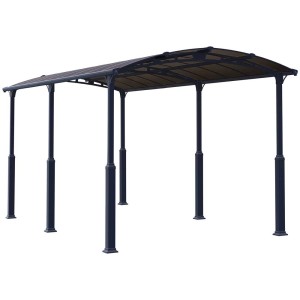 Carport Alpine 6400 antracite con tetto in policarbonato e struttura in acciaio.