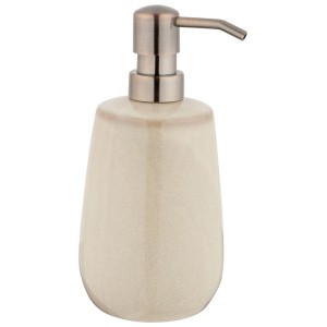 Beiger Wenko Seifenspender Sirmione aus Keramik mit kupferfarbenem Pumpkopf, 430 ml.