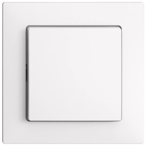 Interrupteur à bouton-poussoir blanc Feller Schema 6 EdizioDue avec plaque frontale pour montage en saillie.