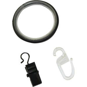 Gardinia anelli per tende Industrial Home, nero, set da 10. Anelli con inserto scorrevole e accessori.